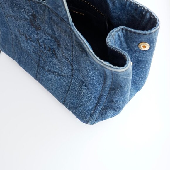 Authentic Preowned Prada Navy Denim Canapa Tote Bag - Picture 15 of 16